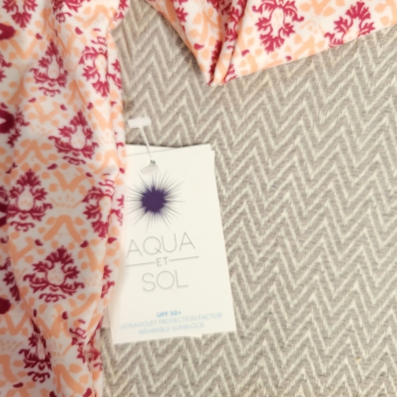 Aqua Et Sol Long Sleeve Rashguard 2 Piece Swimsuit UPF50 - Picture 4 of 8